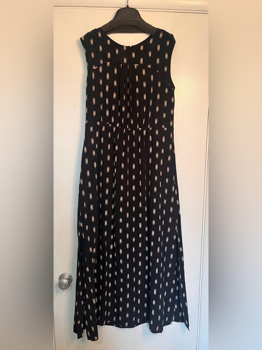 Madewell Black Maxi Dress with Cream Dot Print